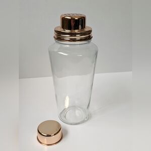 Vintage Cocktail Shaker Copper Coloured Lid Strainer Barware Collectible Decor